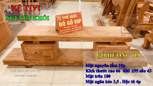 KỆ TIVI NGUYÊN KHỐI - GỖ HƯƠNG ĐÁ TUYỂN CHỌN - Hình ảnh 2
