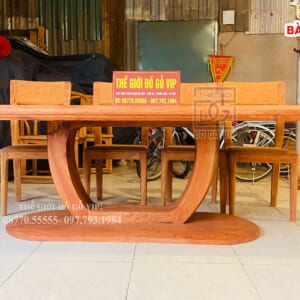 MS18 : BÀN ĂN BẦU DỤC - 8 GHẾ- GỖ HƯƠNG ĐÁ