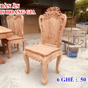 Bàn ăn hiện đại Louis Hoàng gia- 6 ghế chất gỗ hương đá