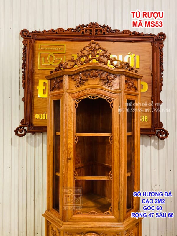 MS53 : TỦ RƯỢU GÓC CAO CẤP - GỖ HƯƠNG ĐÁ