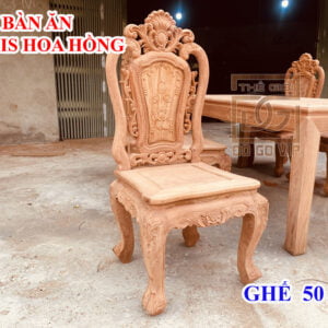 BỘ BÀN ĂN GHẾ LOUIS HOA HỒNG -6 GHẾ- GỖ HƯƠNG ĐÁ