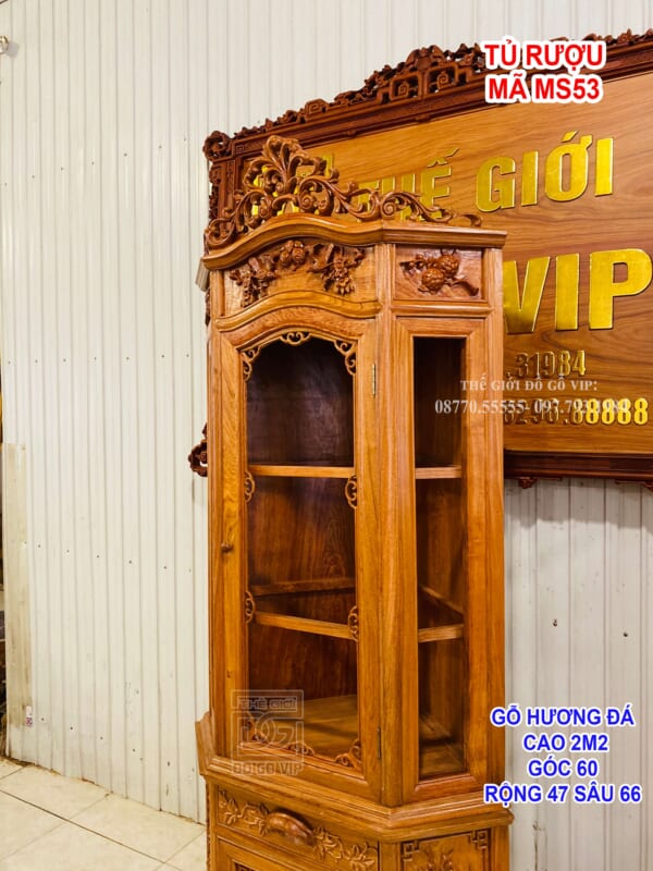 MS53 : TỦ RƯỢU GÓC CAO CẤP - GỖ HƯƠNG ĐÁ
