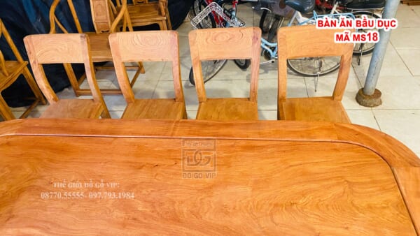 MS18 : BÀN ĂN BẦU DỤC - 8 GHẾ- GỖ HƯƠNG ĐÁ