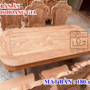 Bàn ăn hiện đại Louis Hoàng gia- 6 ghế chất gỗ hương đá
