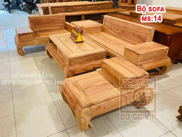 MS14 : BỘ SOFA 5 MÓN  - GỖ HƯƠNG ĐÁ