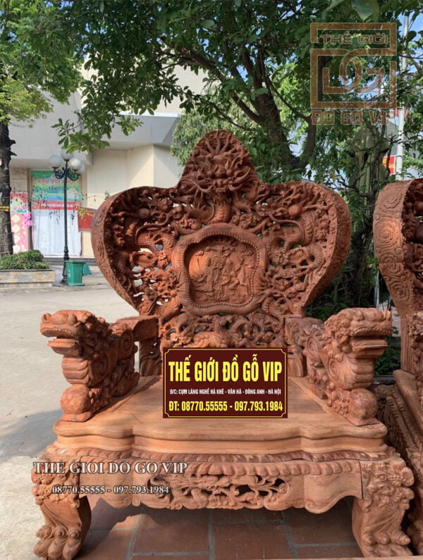 BỘ CỬU LONG BÁT MÃ GỖ HƯƠNG ĐỎ LÀO