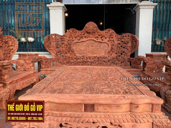 BỘ CỬU LONG BÁT MÃ GỖ HƯƠNG ĐỎ LÀO