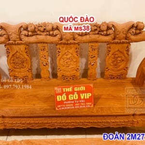 MS38 : BỘ QUỐC ĐÀO CỘT 12 CHÂN 12 - GỖ HƯƠNG ĐÁ
