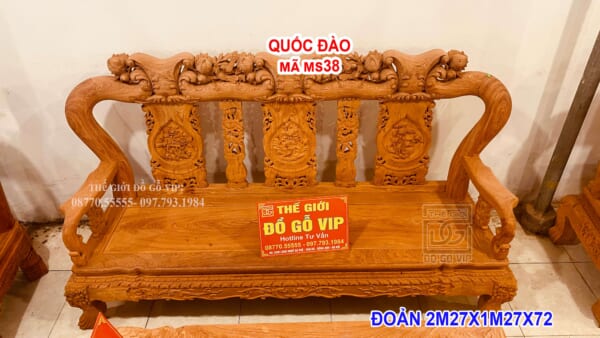 MS38 : BỘ QUỐC ĐÀO CỘT 12 CHÂN 12 - GỖ HƯƠNG ĐÁ