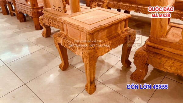 MS38 : BỘ QUỐC ĐÀO CỘT 12 CHÂN 12 - GỖ HƯƠNG ĐÁ
