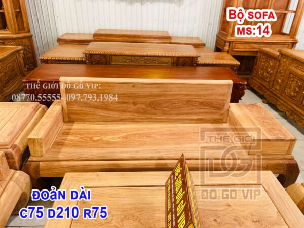 MS14 : BỘ SOFA 5 MÓN  - GỖ HƯƠNG ĐÁ