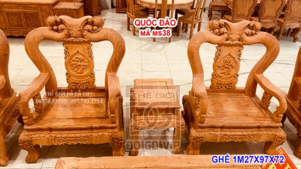 MS38 : BỘ QUỐC ĐÀO CỘT 12 CHÂN 12 - GỖ HƯƠNG ĐÁ