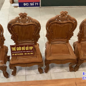 BỘ BÀN ĂN LOUIS HOÀNG GIA- 8 GHẾ - GỖ HƯƠNG ĐÁ