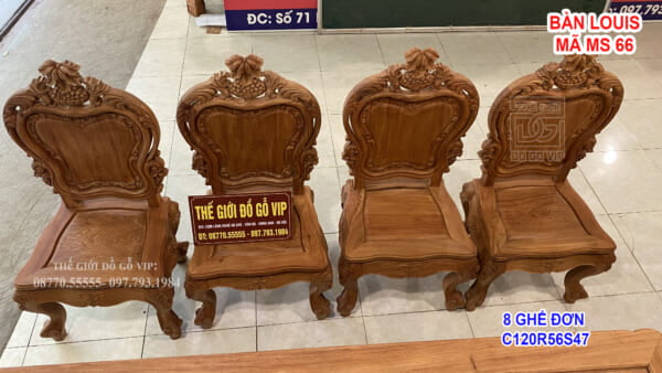 BỘ BÀN ĂN LOUIS HOÀNG GIA- 8 GHẾ - GỖ HƯƠNG ĐÁ
