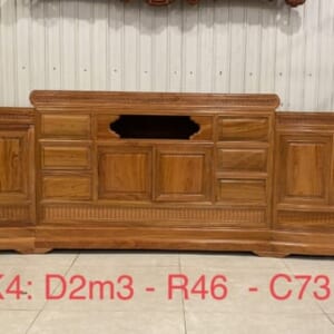 MS55 : KỆ TIVI MÕ ĐỒNG TIỀN - GỖ HƯƠNG ĐÁ