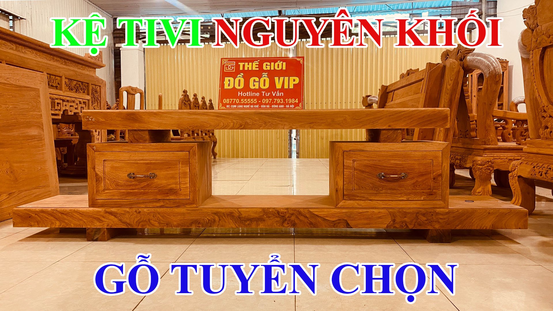 KỆ TIVI NGUYÊN KHỐI - GỖ HƯƠNG ĐÁ TUYỂN CHỌN