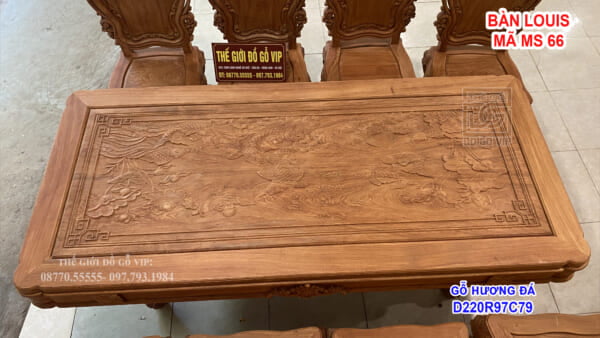 BỘ BÀN ĂN LOUIS HOÀNG GIA- 8 GHẾ - GỖ HƯƠNG ĐÁ