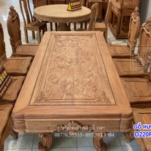 BỘ BÀN ĂN LOUIS HOÀNG GIA- 8 GHẾ - GỖ HƯƠNG ĐÁ