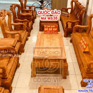 MS38 : BỘ QUỐC ĐÀO CỘT 12 CHÂN 12 - GỖ HƯƠNG ĐÁ