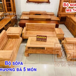 MS14 : BỘ SOFA 5 MÓN  - GỖ HƯƠNG ĐÁ