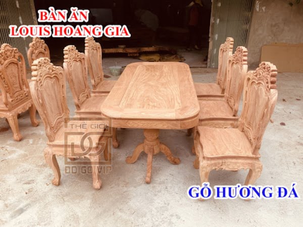 Bàn ăn hiện đại 6 ghế được chế tác từ 100% chất liệu gỗ hương đá