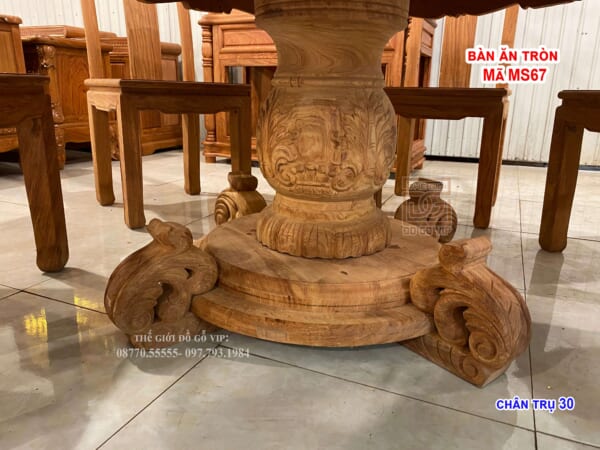 MS67 : BỘ BÀN ĂN TRÒN- 6 GHẾ - GỖ HƯƠNG ĐÁ
