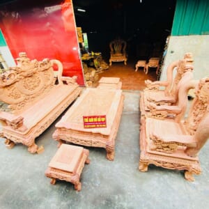 QUỐC NGHÊ BẢO ĐỈNH 6 MÓN CỘT 12 CHÂN 12  - GỖ HƯƠNG ĐÁ