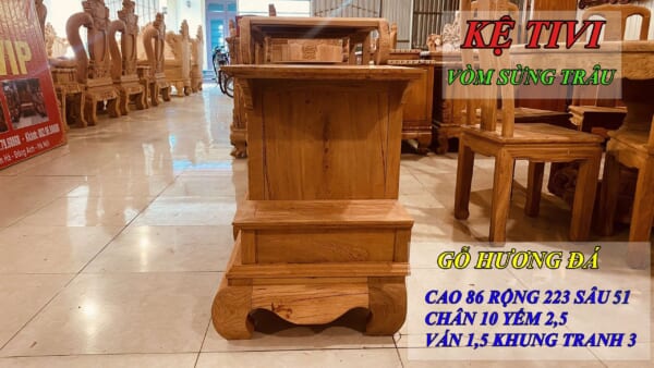 KỆ TIVI VÒM SỪNG TRÂU - GỖ HƯƠNG ĐÁ