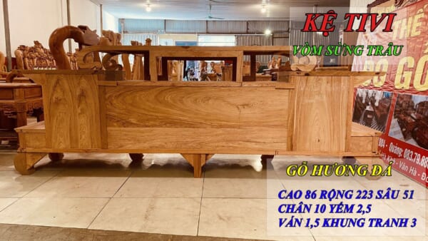KỆ TIVI VÒM SỪNG TRÂU - GỖ HƯƠNG ĐÁ