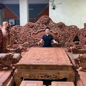 BỘ CỬU LONG BÁT MÃ GỖ HƯƠNG ĐỎ LÀO