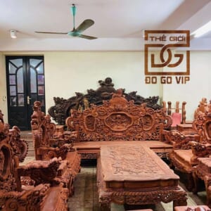 BỘ NGHÊ RỒNG ĐỈNH  12 MÓN GỖ HƯƠNG LÀO CHÂN 14