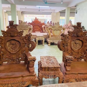 BỘ NGHÊ RỒNG ĐỈNH 12 MÓN GỖ HƯƠNG LÀO CHÂN 14