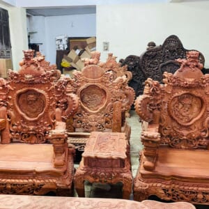 BỘ NGHÊ RỒNG ĐỈNH 12 MÓN GỖ HƯƠNG LÀO CHÂN 14