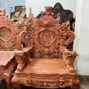 BỘ NGHÊ RỒNG ĐỈNH 12 MÓN GỖ HƯƠNG LÀO CHÂN 14