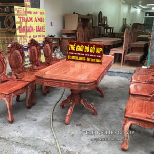 BỘ BÀN ĂN HOÀNG GIA - 8 GHẾ CHẤT GỖ HƯƠNG ĐÁ