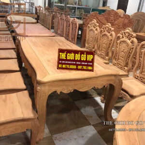 BỘ BÀN ĂN HOÀNG GIA MẶT TRỜI - 8 GHẾ- CHẤT GỖ HƯƠNG ĐÁ