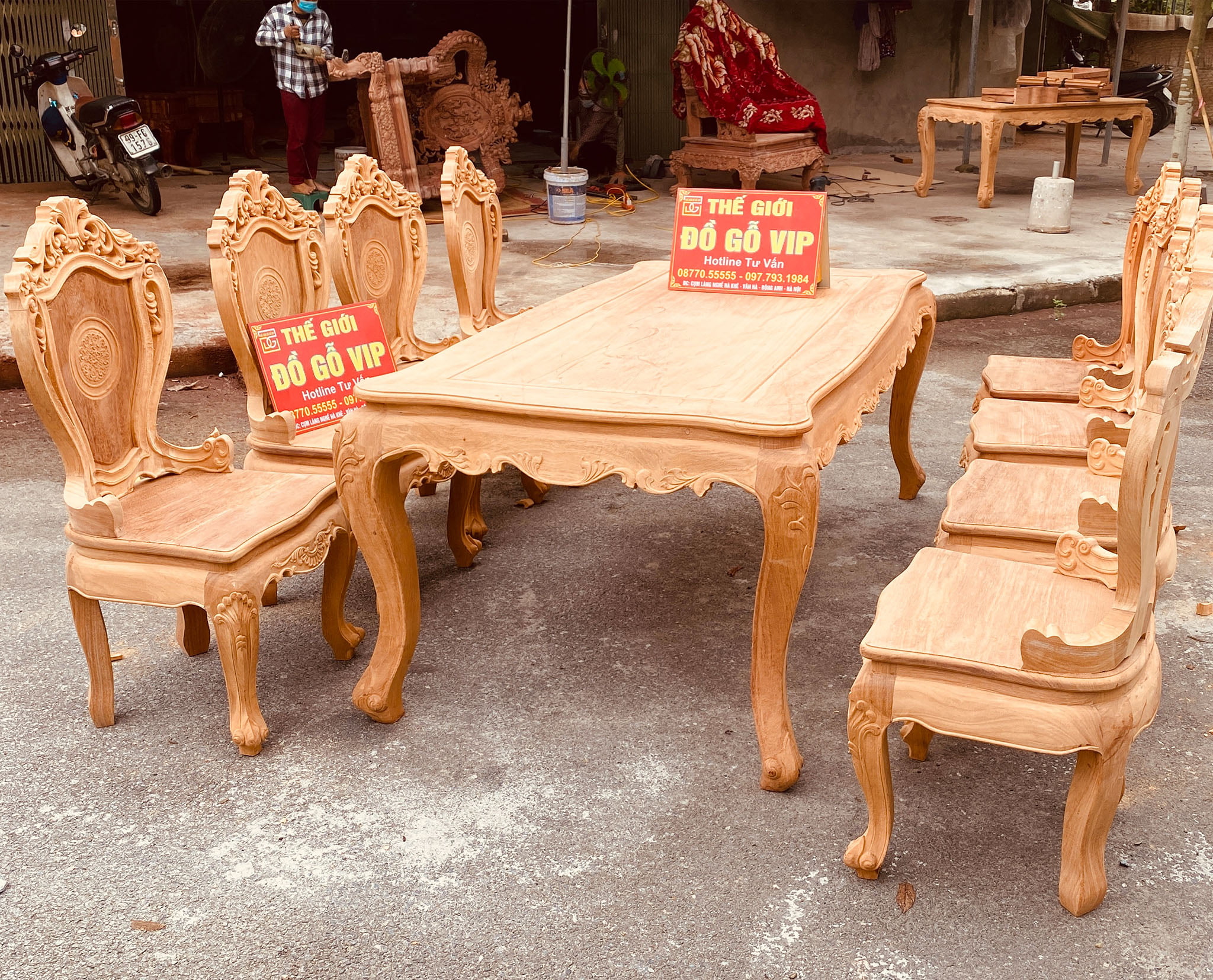 BỘ BÀN ĂN HOÀNG GIA 8 GHẾ - GỖ GÕ ĐỎ