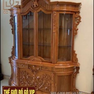TỦ RƯỢU LOUIS HOA LÁ TÂY-GỖ HƯƠNG ĐÁ