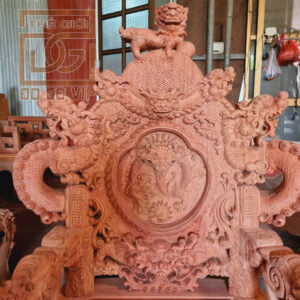 Bộ rồng đỉnh gỗ hương đá 12 món chân 15 Đục Tay 100%