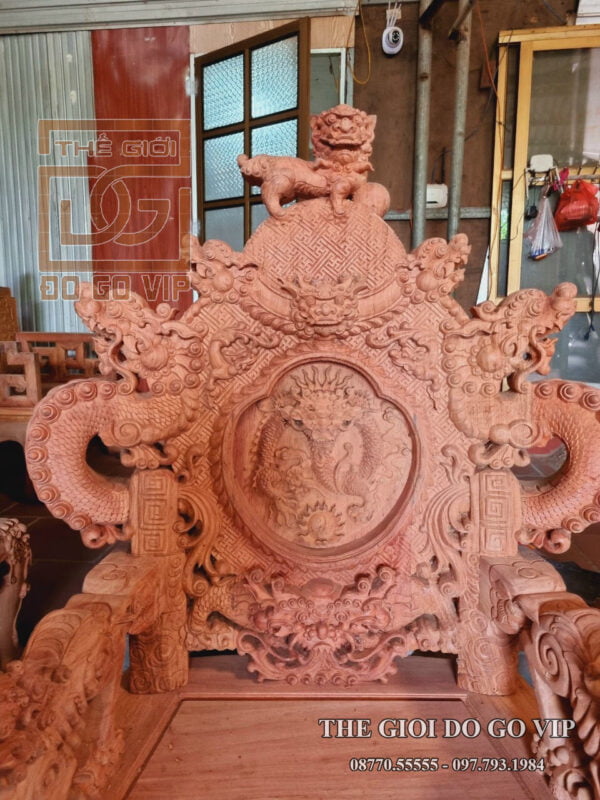Bộ rồng đỉnh gỗ hương đá 12 món chân 15 Đục Tay 100%