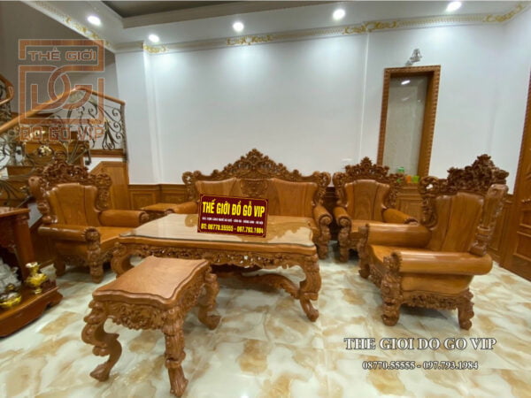 Bộ bàn ghế hoàng gia 10 món hoa lá tây bền đẹp, cao cấp