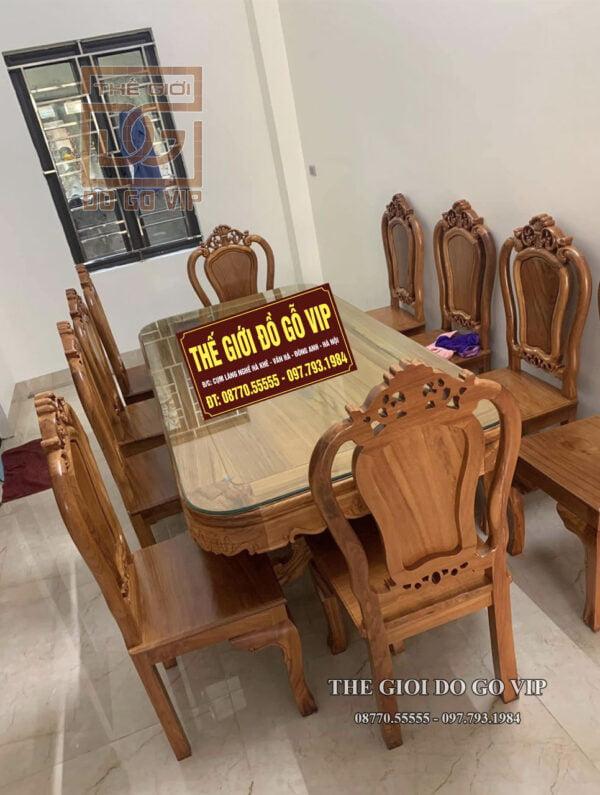 BỘ BÀN ĂN HOÀNG GIA - 10 GHẾ- CHẤT GỖ HƯƠNG ĐÁ