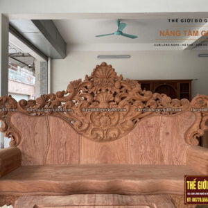 BỘ BÀN GHẾ SOFA HOÀNG GIA HOA LÁ TÂY 10 MÓN - GỖ HƯƠNG ĐÁ