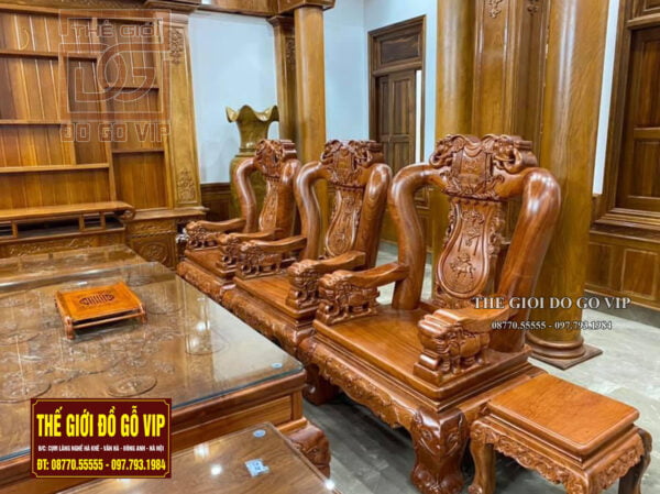 Bộ bàn ghế minh quốc voi 10 món liền khối cực kỳ ấn tượng