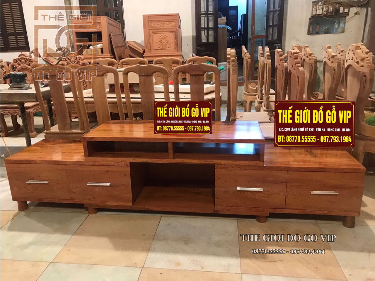 KỆ TIVI - GỖ HƯƠNG ĐÁ MẶT TRÀN 3P