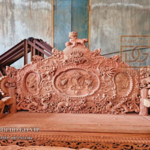 Bộ rồng đỉnh gỗ hương đá 12 món chân 15 Đục Tay 100%