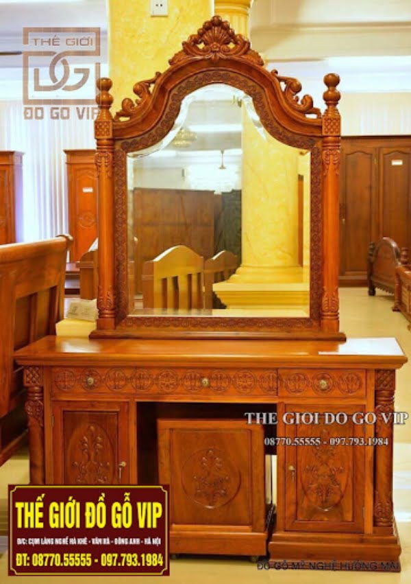 Ghế bàn trang điểm hiện đại chất liệu gỗ tự nhiên