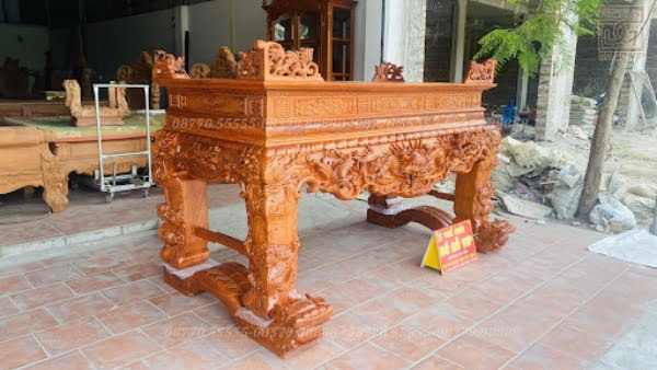 Sập thờ gỗ hương song long chầu nguyệt cao cấp, giá rẻ