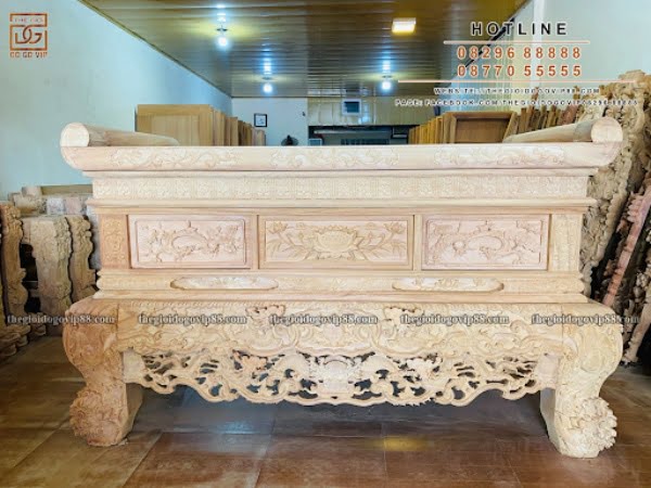 Sập thờ song long chầu nguyệt - mẫu sập thờ giá rẻ, đẹp tại Thế giới đồ gỗ vip