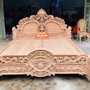 GIƯỜNG NGỦ MẪU HOÀNG GIA TÂN CỔ ĐIỂN HÀNG NGUYÊN KHỐI - GỖ HƯƠNG ĐÁ